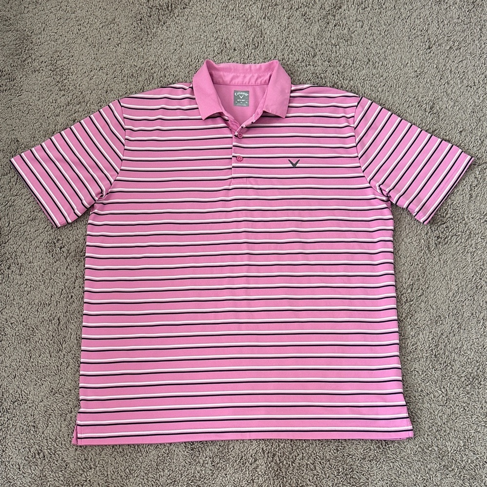 Callaway Opti-Dri Men’s Polo Shirt Pink Striped Size XL